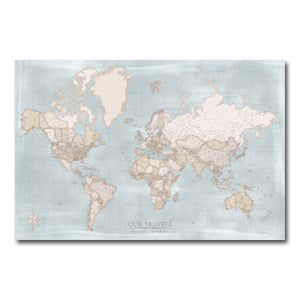 AUTO-MOCKUP WHITE | Compass Blue World Push Pin Map | No Frame | group=3x2