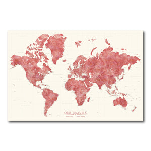 AUTO-MOCKUP WHITE | Crimson Horizon World Push Pin Map | No Frame | group=3x2