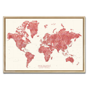AUTO-MOCKUP WHITE | Crimson Horizon World Push Pin Map | Natural Frame | group=3x2