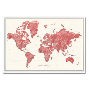 AUTO-MOCKUP WHITE | Crimson Horizon World Push Pin Map | White Frame | group=3x2