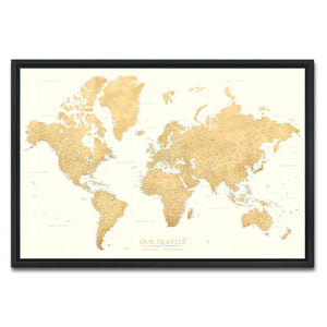 AUTO-MOCKUP WHITE | Daybreak Gold World Push Pin Map | Black Frame | group=3x2