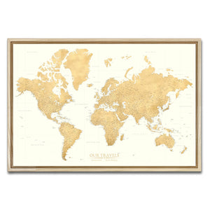 AUTO-MOCKUP WHITE | Daybreak Gold World Push Pin Map | Natural Frame | group=3x2