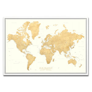 AUTO-MOCKUP WHITE | Daybreak Gold World Push Pin Map | White Frame | group=3x2