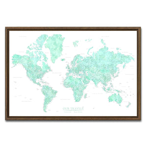 AUTO-MOCKUP WHITE | Deep Reef World Push Pin Map | Walnut Frame | group=3x2