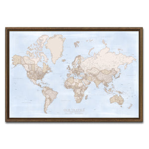 AUTO-MOCKUP WHITE | Deepwater & Dune World Push Pin Map | Walnut Frame | group=3x2