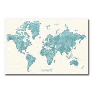 AUTO-MOCKUP WHITE | Drift Teal World Push Pin Map | No Frame | group=3x2