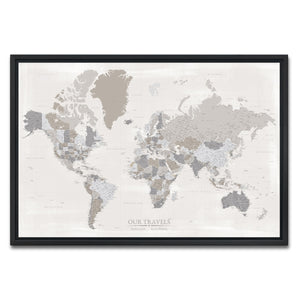 AUTO-MOCKUP WHITE | Driftstone World Push Pin Map | Black Frame | group=3x2