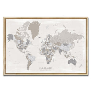 AUTO-MOCKUP WHITE | Driftstone World Push Pin Map | Natural Frame | group=3x2