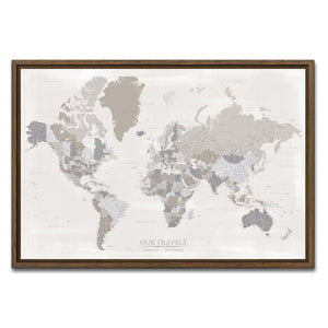 AUTO-MOCKUP WHITE | Driftstone World Push Pin Map | Walnut Frame | group=3x2