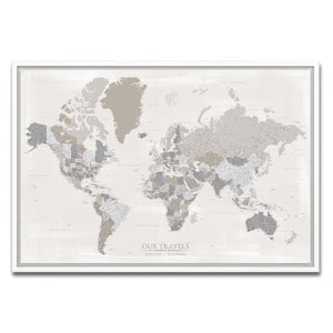 AUTO-MOCKUP WHITE | Driftstone World Push Pin Map | White Frame | group=3x2