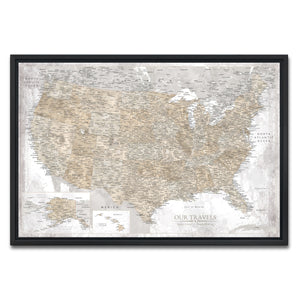 AUTO-MOCKUP WHITE | Driftwood US Push Pin Map | Black Frame | group=3x2