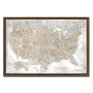 AUTO-MOCKUP WHITE | Driftwood US Push Pin Map | Walnut Frame | group=3x2