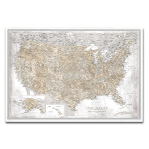 AUTO-MOCKUP WHITE | Driftwood US Push Pin Map | White Frame | group=3x2