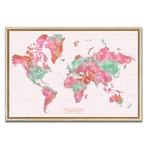 AUTO-MOCKUP WHITE | Ember Grove World Push Pin Map | Natural Frame | group=3x2
