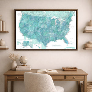 AUTO-MOCKUP ROOM | Evergreen Coast US Push Pin Map | family=Office | group=3x2