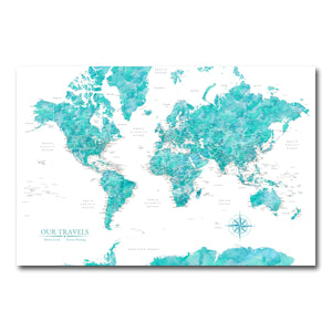 AUTO-MOCKUP WHITE | Evergreen World Push Pin Map | No Frame | group=3x2
