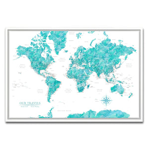 AUTO-MOCKUP WHITE | Evergreen World Push Pin Map | White Frame | group=3x2