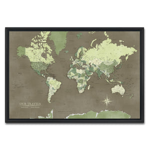 AUTO-MOCKUP WHITE | Forest Glade World Push Pin Map | Black Frame | group=3x2