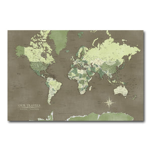 AUTO-MOCKUP WHITE | Forest Glade World Push Pin Map | No Frame | group=3x2