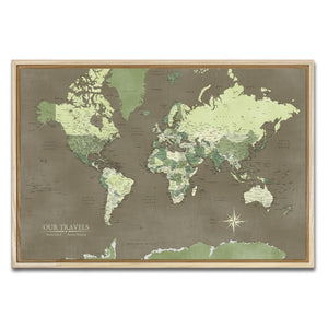 AUTO-MOCKUP WHITE | Forest Glade World Push Pin Map | Natural Frame | group=3x2
