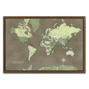 AUTO-MOCKUP WHITE | Forest Glade World Push Pin Map | Walnut Frame | group=3x2