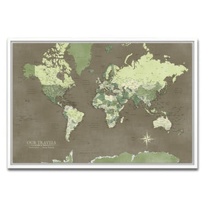 AUTO-MOCKUP WHITE | Forest Glade World Push Pin Map | White Frame | group=3x2