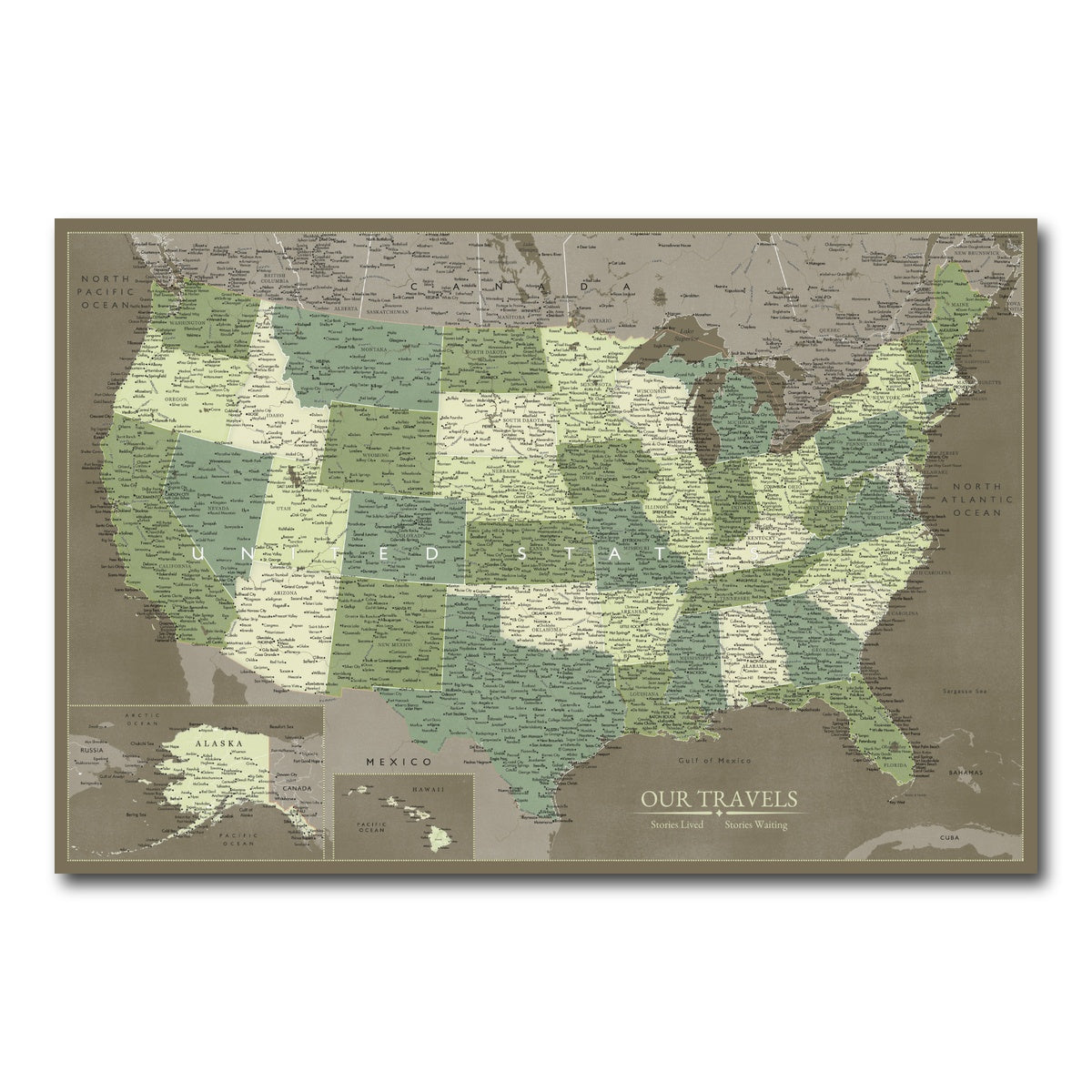 Forest Ridge US Push Pin Map – Atlas Map Co.