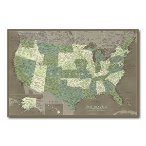 AUTO-MOCKUP WHITE | Forest Ridge US Push Pin Map | No Frame | group=3x2