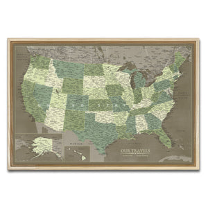 AUTO-MOCKUP WHITE | Forest Ridge US Push Pin Map | Natural Frame | group=3x2