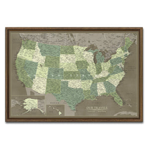 AUTO-MOCKUP WHITE | Forest Ridge US Push Pin Map | Walnut Frame | group=3x2