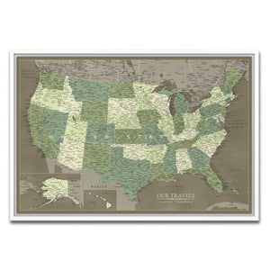 AUTO-MOCKUP WHITE | Forest Ridge US Push Pin Map | White Frame | group=3x2