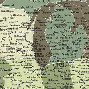 Detail crop of Forest Ridge US Push Pin Map showing map colors, labels, and cartographic detail