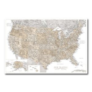 AUTO-MOCKUP WHITE | Frontier US Push Pin Map | No Frame | group=3x2