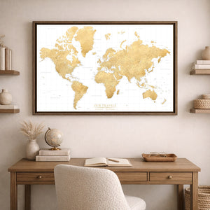 Gilded World Push Pin Map