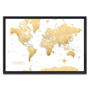 AUTO-MOCKUP WHITE | Gilded Dune World Push Pin Map | Black Frame | group=3x2