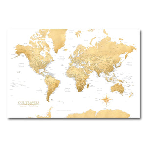 AUTO-MOCKUP WHITE | Gilded Dune World Push Pin Map | No Frame | group=3x2