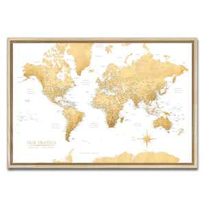 AUTO-MOCKUP WHITE | Gilded Dune World Push Pin Map | Natural Frame | group=3x2