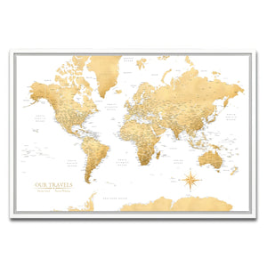 AUTO-MOCKUP WHITE | Gilded Dune World Push Pin Map | White Frame | group=3x2