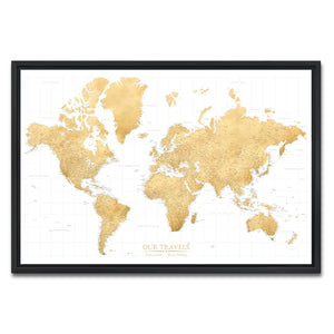 AUTO-MOCKUP WHITE | Gilded World Push Pin Map | Black Frame | group=3x2