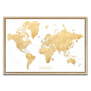 AUTO-MOCKUP WHITE | Gilded World Push Pin Map | Natural Frame | group=3x2