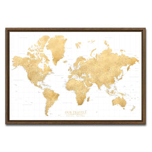 AUTO-MOCKUP WHITE | Gilded World Push Pin Map | Walnut Frame | group=3x2