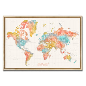 AUTO-MOCKUP WHITE | Global Spectrum World Push Pin Map | Natural Frame | group=3x2