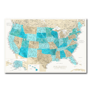 AUTO-MOCKUP WHITE | Granite & Dune US Push Pin Map | No Frame | group=3x2