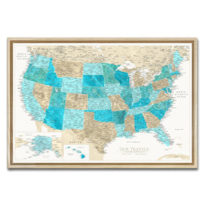 AUTO-MOCKUP WHITE | Granite & Dune US Push Pin Map | Natural Frame | group=3x2
