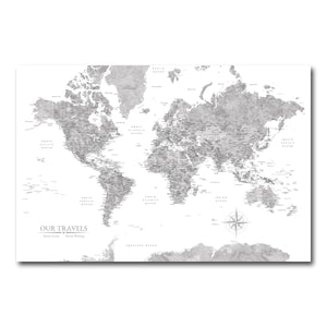 AUTO-MOCKUP WHITE | Grayscale World Push Pin Map | No Frame | group=3x2