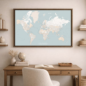 Harbor Blue World Push Pin Map