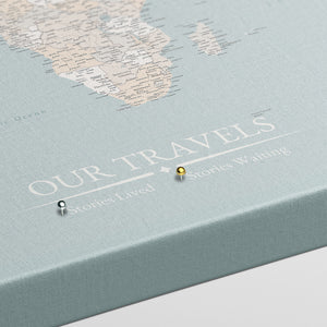 Harbor Blue World Push Pin Map