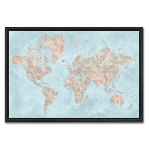 AUTO-MOCKUP WHITE | Harbor Dune World Push Pin Map | Black Frame | group=3x2