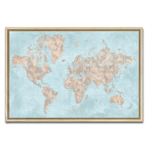 AUTO-MOCKUP WHITE | Harbor Dune World Push Pin Map | Natural Frame | group=3x2