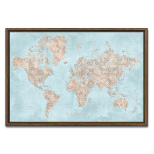 AUTO-MOCKUP WHITE | Harbor Dune World Push Pin Map | Walnut Frame | group=3x2